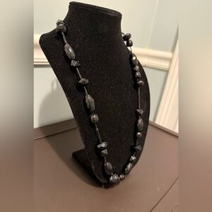 J. Crew Elegant Black Bead Ribbon Adjustable Necklace